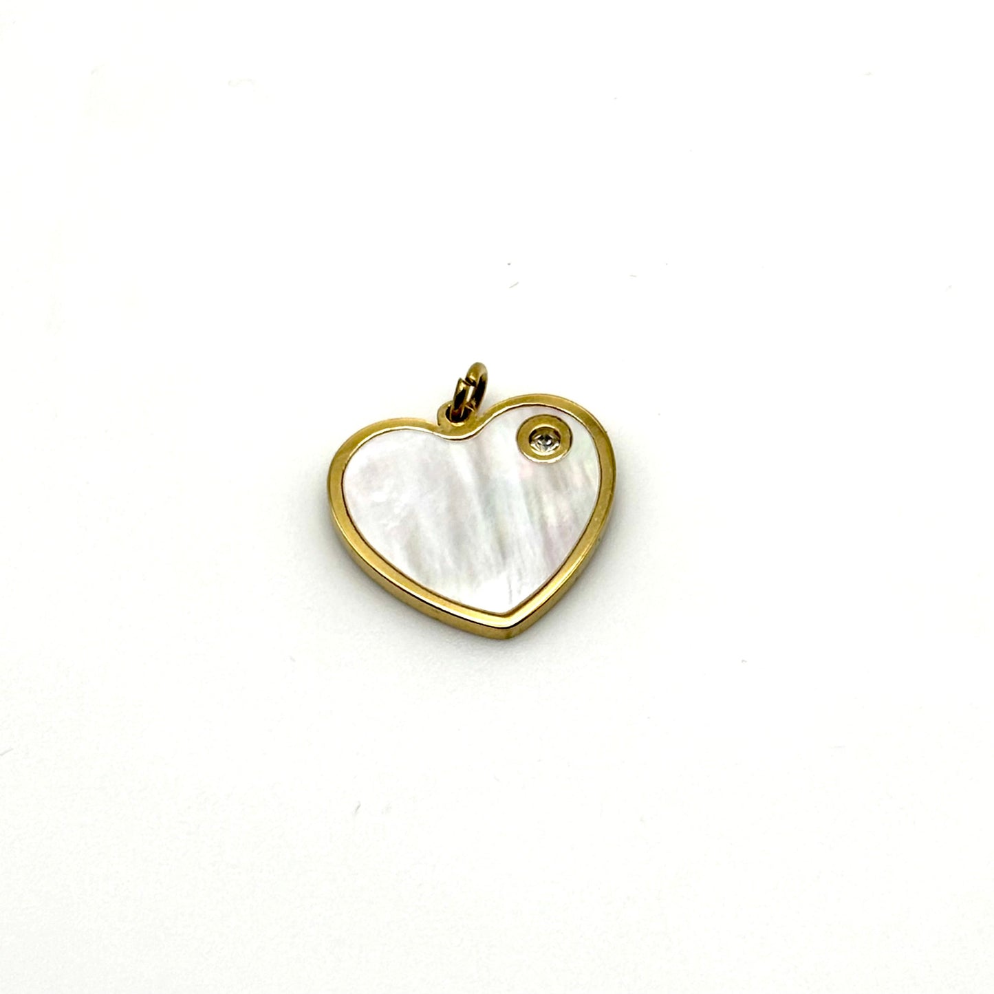 Gold Pearl Heart Charm