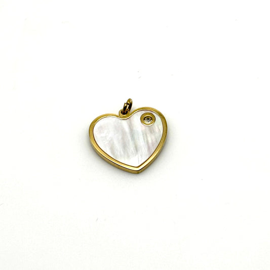 Gold Pearl Heart Charm