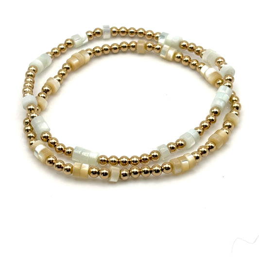 Tiny Shell/Gold Beaded Bracelet (Sold Separately)
