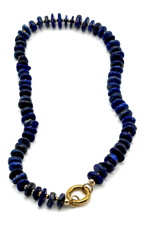 Lapis/ Gold FIlled w/ Carabiner Necklace