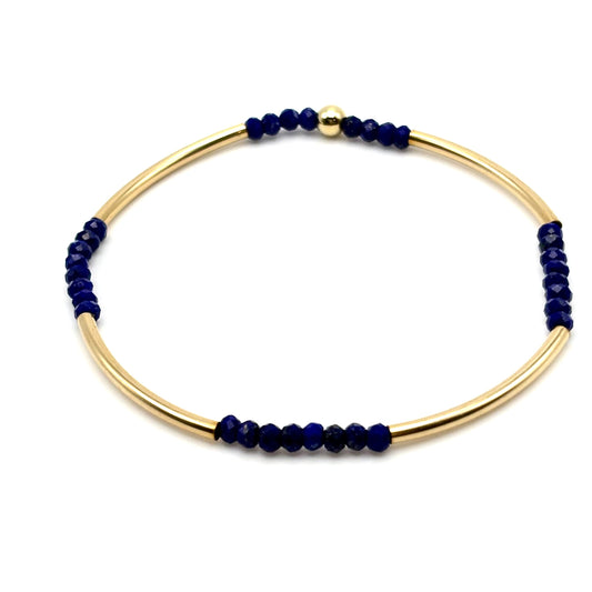 Dainty Gold Filled Bangle w/ 3mm Lapis