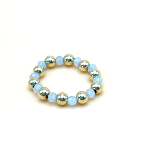 Aquamarine w/ 4mm Gold Bead RIng