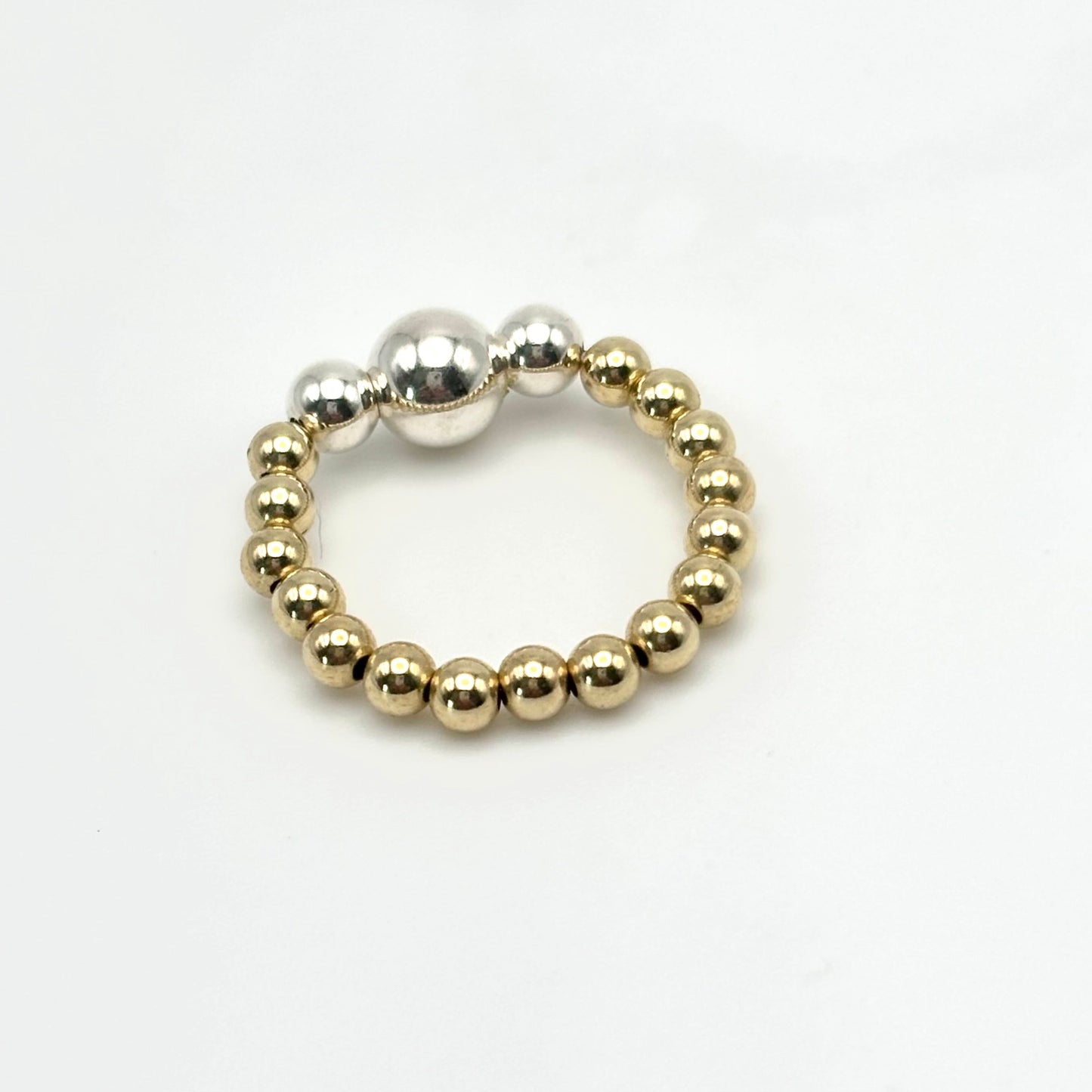 6mm Sterling Silver/ 3mm Gold Filled Beaded Ring