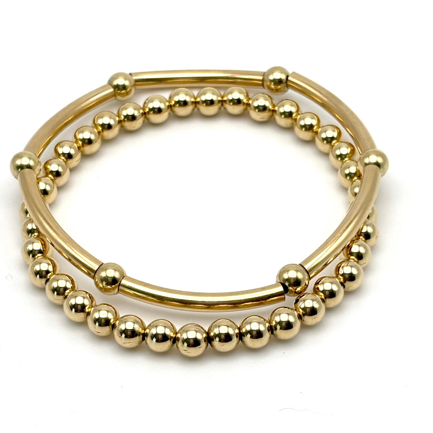 Chunky Gold Filled Stretchy Bangles (Set of 2)