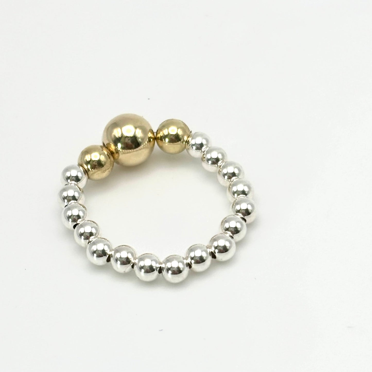 6mm Gold Filled w/ 3mm Sterling Silver Beaded Ring