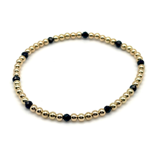 3mm Gold Filled w/ Black Spinel Bracelet