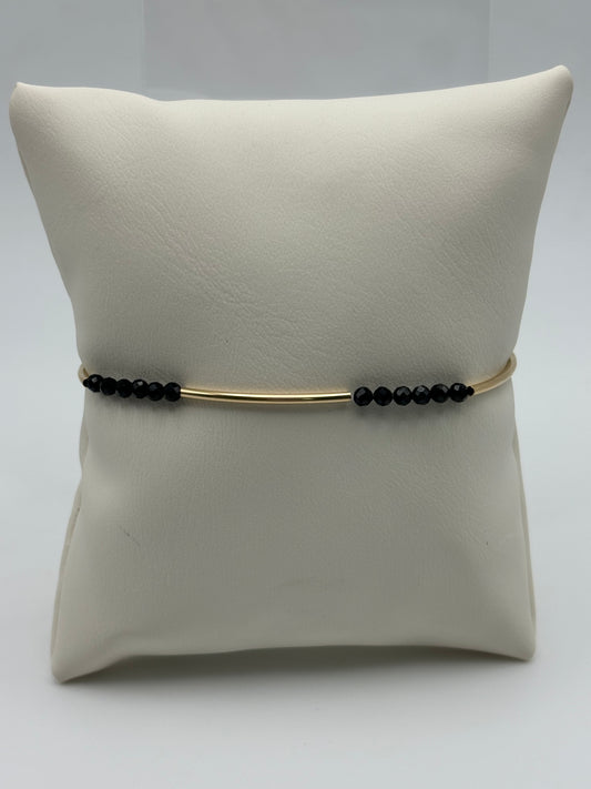 Dainty Gold Filled Bangle w/ Black Spinel