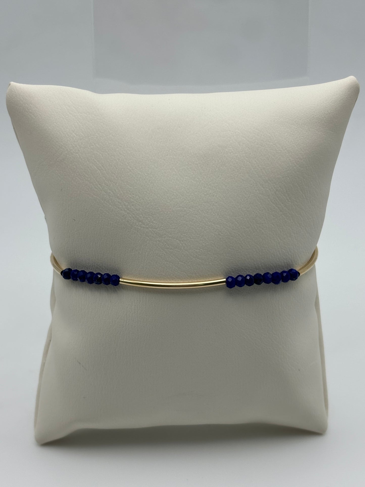 Dainty Gold Filled Bangle w/ 3mm Lapis