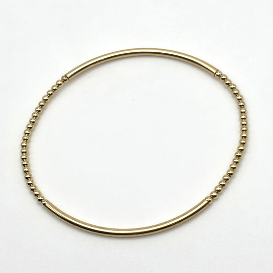 Dainty Gold Filled Bangle w/ 2mm Gold Beads