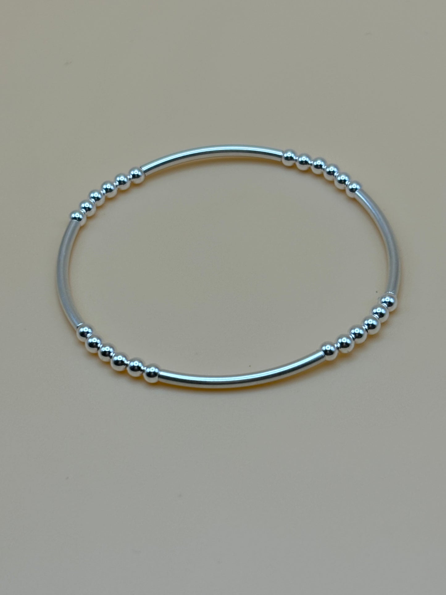 Dainty Sterling Silver Bangle w/ 3mm Beads