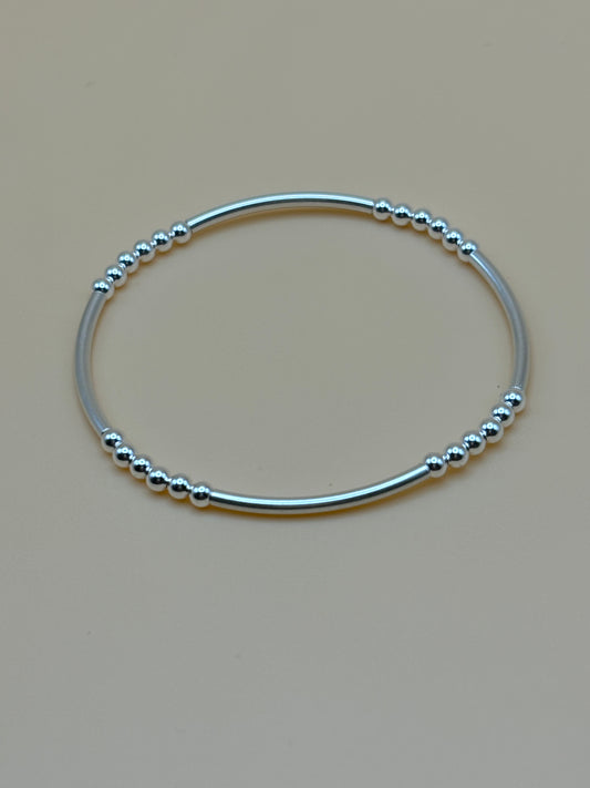 Dainty Sterling Silver Bangle w/ 3mm Beads