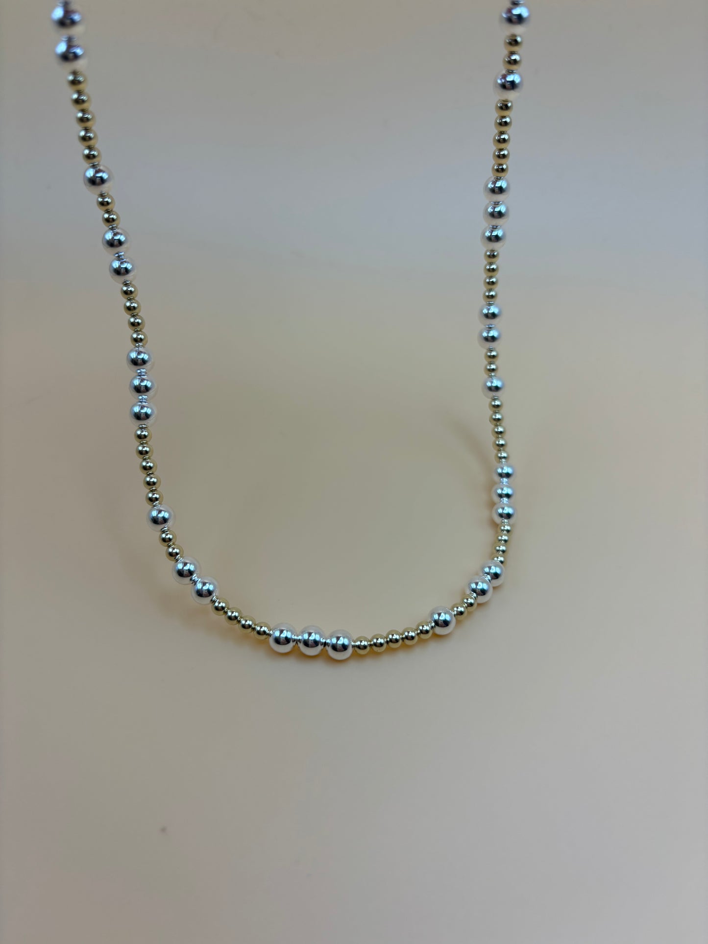 5mm Sterling Silver / 3mm Gold Beaded Necklace