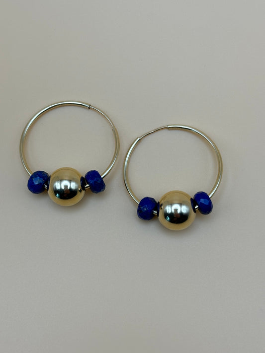 Gold Filled Hoops w/ Lapis