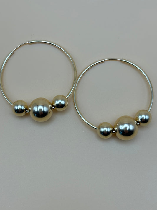 Gold Filled Beaded Hoops