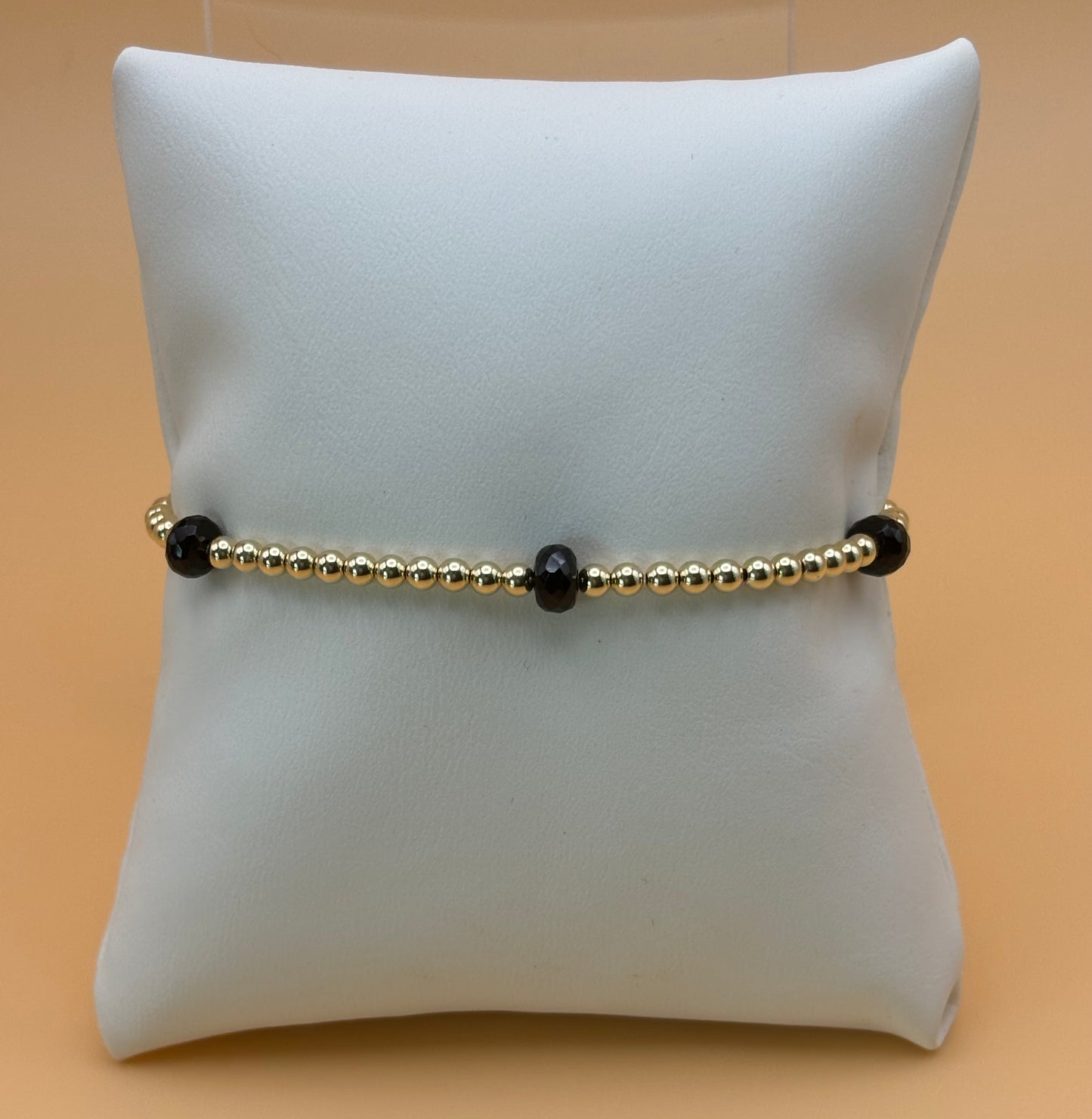 3mm Gold Filled / Black Tourmaline Bracelet