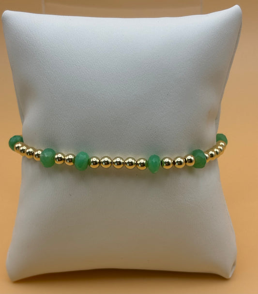 4mm Gold Filled / Chrysoprase Bracelet