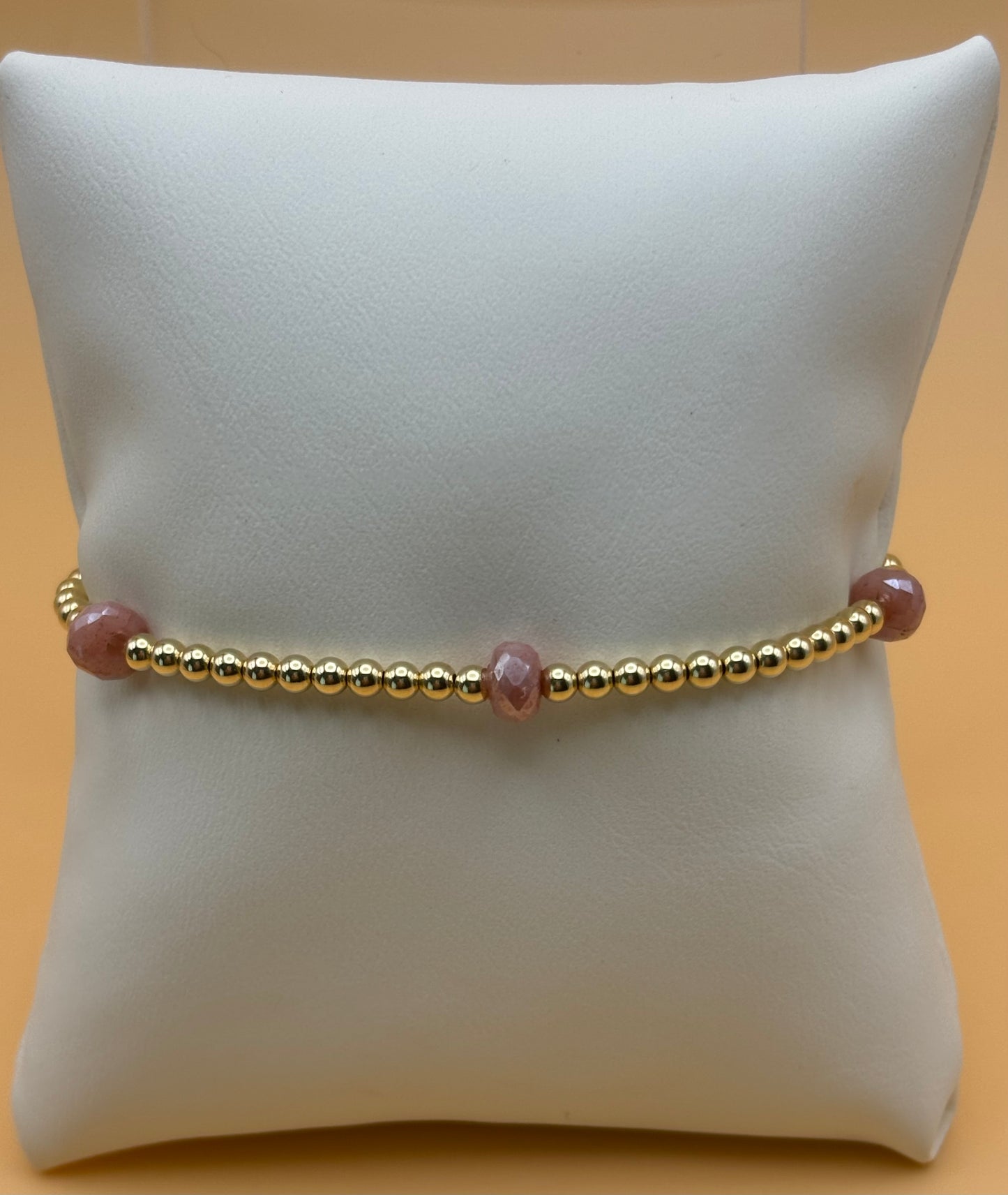 3mm Gold Filled / Peach Moonstone Bracelet