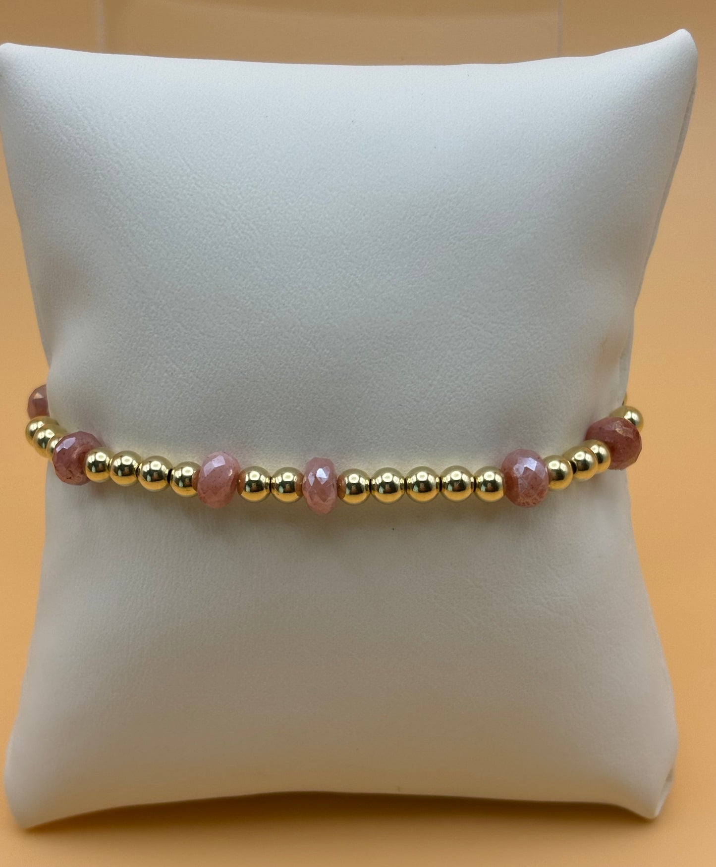 4mm Gold Filled / Peach Moonstone Bracelet