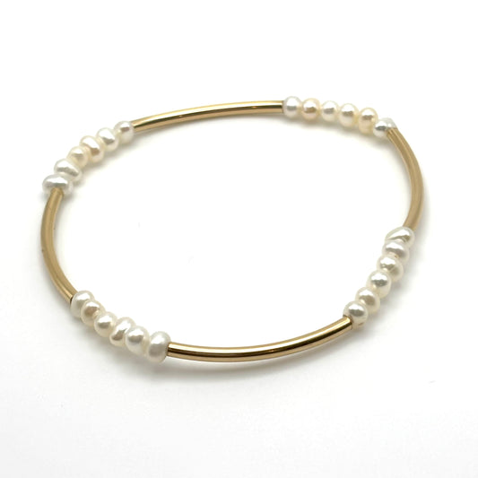 Dainty FW Pearl /Gold Filled Bangle