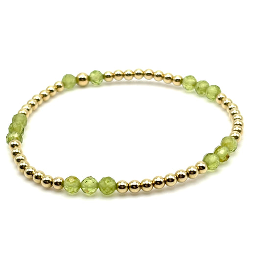 3mm Gold Filled / 4mm Peridot Bracelet