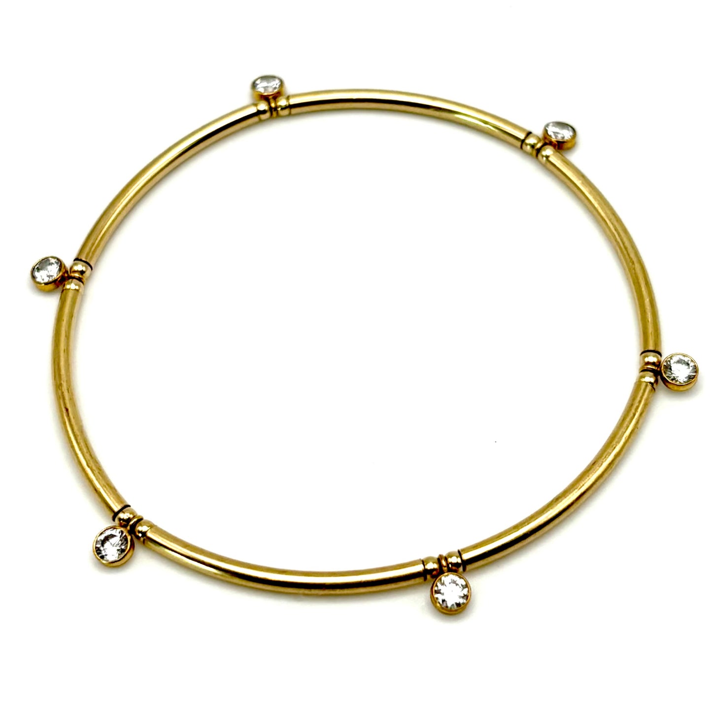 Dainty Gold Filled Stretchy Bangle w/ CZ Bezels