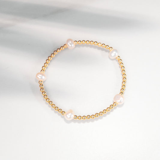 3mm Gold Beaded w/ Freshwater Pearls