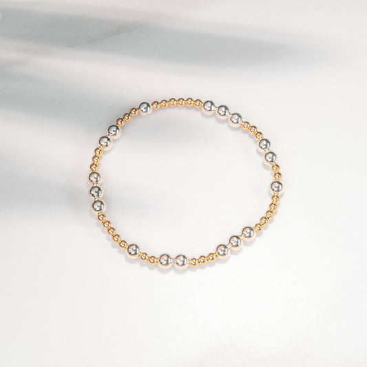 5mm Sterling Silver/ 3mm Gold Filled Beaded Bracelet