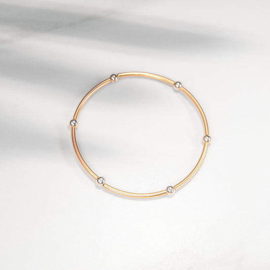 Mixed Metal Stretchy Bangle Bracelet