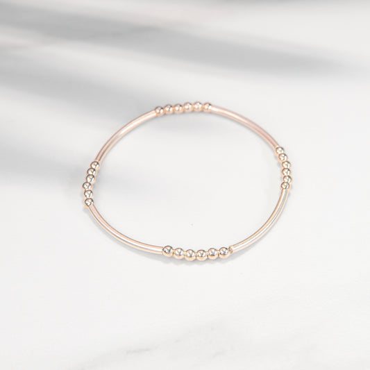 Sterling Silver Stretchy Bangle w/ 3mm Silver Beads