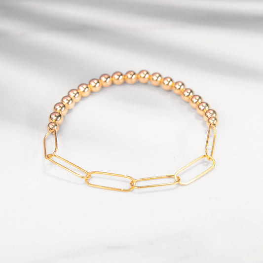 5mm Gold Filled Bead/ Paperclip Bracelet